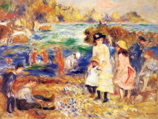 RENOIR BEACH SCENE GUERNSEY CANVAS GICLEE ART SAMPLE PRINT  