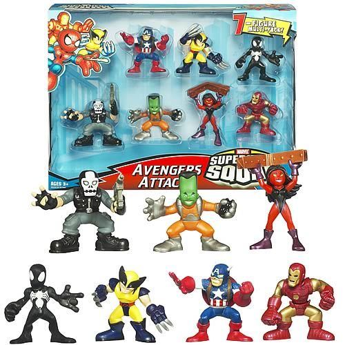 MARVEL SUPER HERO SQUAD v2 7PK   AVENGERS ATTACK   VERY RARE 