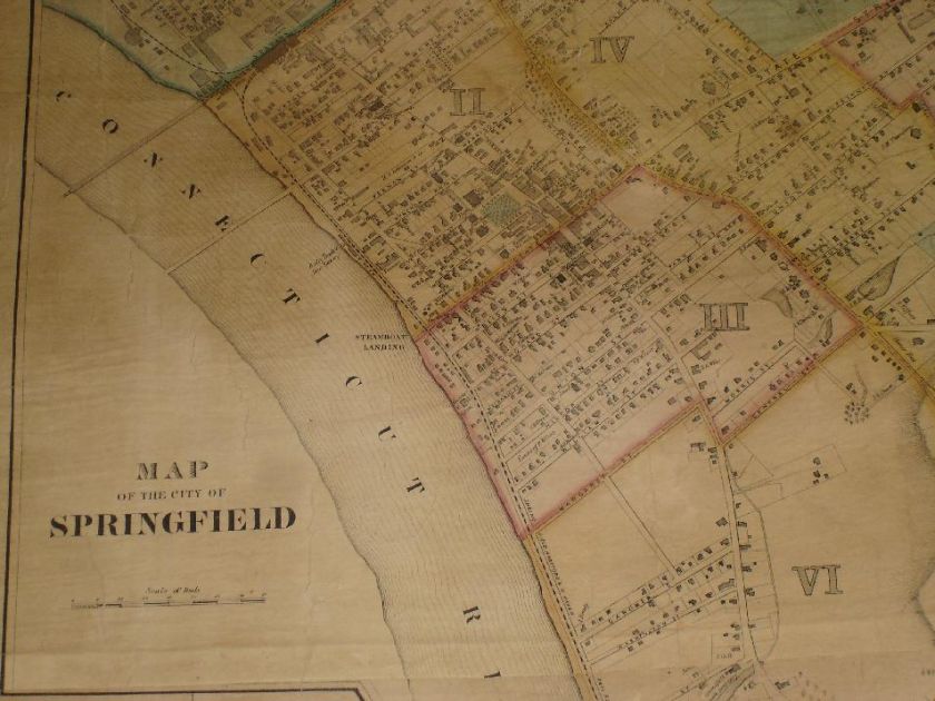 Original 1855 Walling Wall Map Hamden County MA  