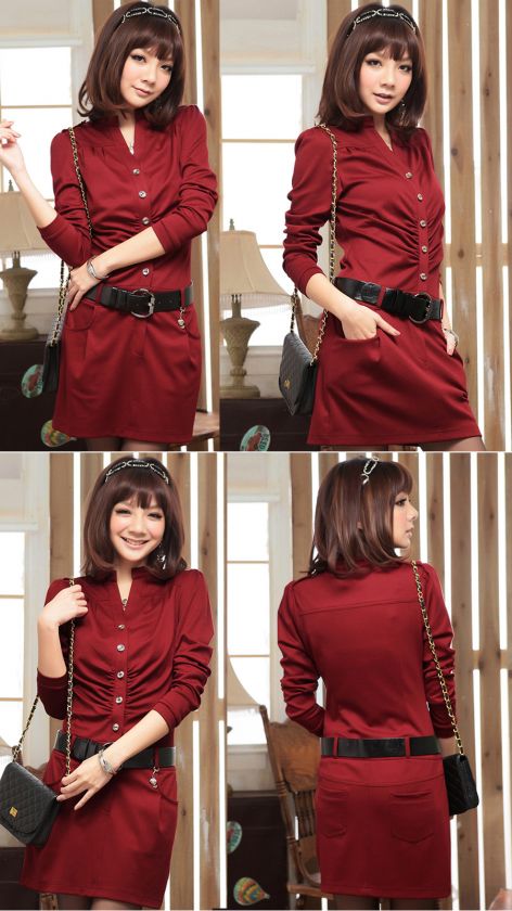 J96 WOMENS DRESS BURGUNDY GREEN W FREE BELT PLUS SIZE  