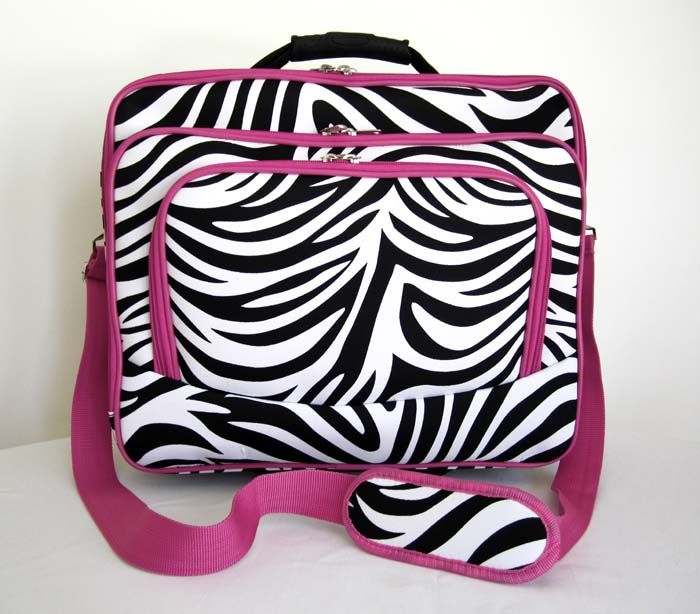 16 Computer/Laptop Briefcase Rolling Bag Pink Zebra  