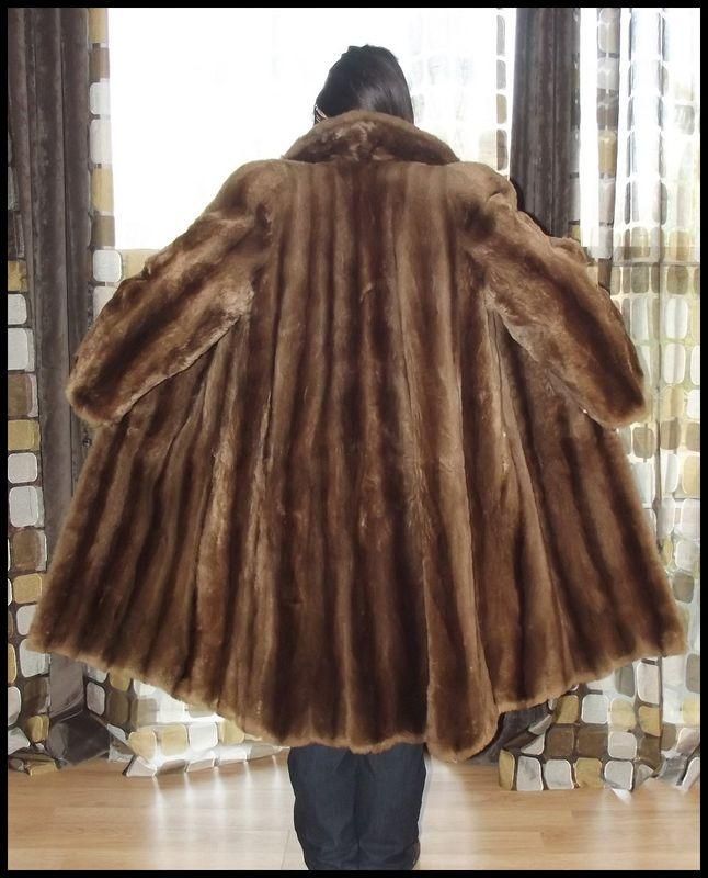   Full Length Sheared Beaver FUR Winter Swing Coat Art Deco 45B x 45L