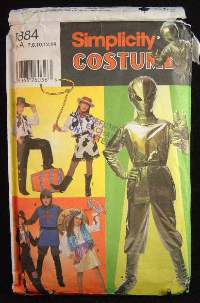 SIMPLICITY 5884 Childs Alien Cowboy Hobo Knight Pattern  