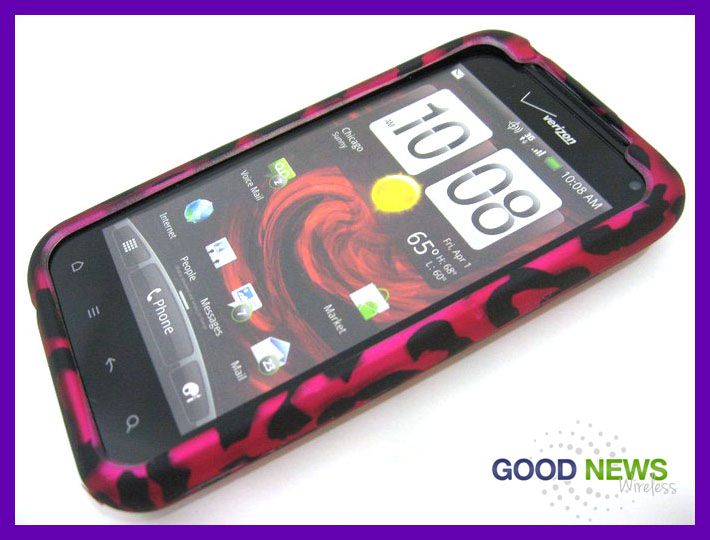 for Verizon HTC Incredible 2   Hot Pink Leopard Rubberized Hard Case 