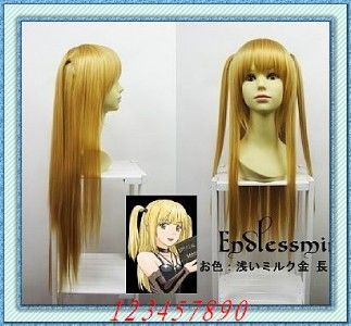 Death note Amane Misa blonde Long Cosplay Wig BH620  