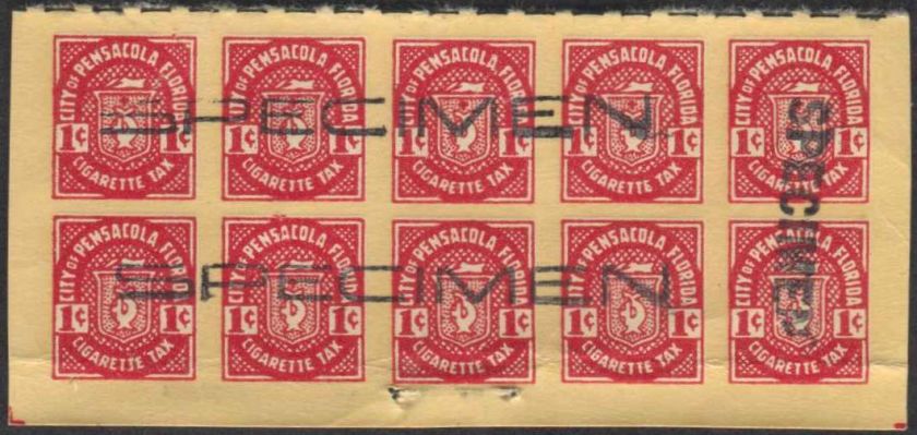 FLORIDA State Revenue Pensacola Cigarette Tax Stamps  