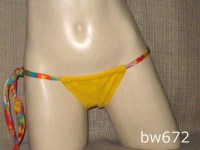 Sexy YELLOW & RED STAMPED Brazilian Bikini Swimsuit Swimwear NWT XS 