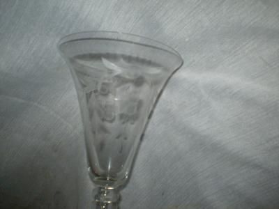 12 Oz.,Crystal,Etched Flower & Leaf, Pedestal, Goblet  