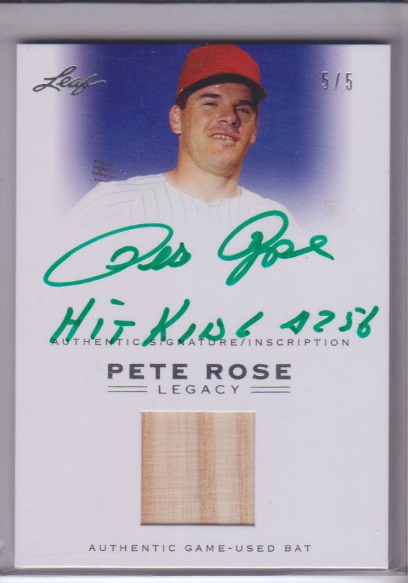 2011 Leaf, Auto, Game Used Bat Card, Pete Rose, Cincinnati Reds. RARE 