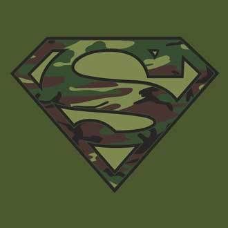 SUPERMAN GREEN CAMO LOGO ADULT TEE SHIRT S   3XL  