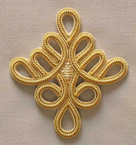 Hand Embroidered Appliques. Gold Bullion. Celtic Knot  