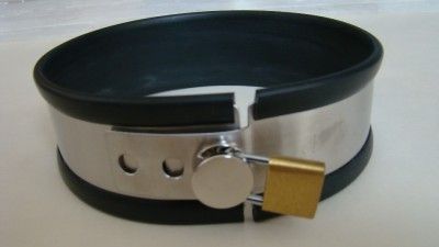 Quality Steel Gimp Slave Collar And Lead Free Padlock  