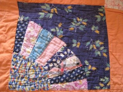 Vintage FAN Pattern HANDSTITCHED 1920s 30s FEEDSACK QUILT Old Antique 