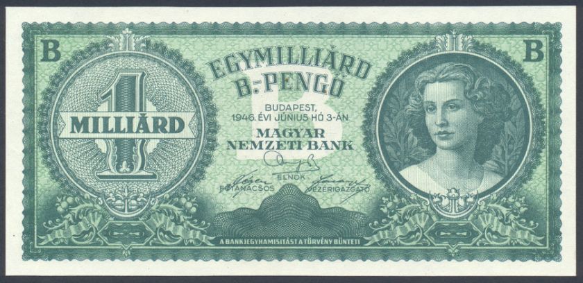 Hungary 1 Milliard B. Pengo 1946 UNC  