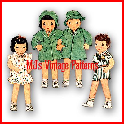 Vintage Girl & Boy Dolls Pattern ~ Twin Dolls 25 tall  