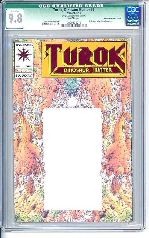 TUROK #1 VALIANT NO CHROME MANUFACTURING ERROR CGC 9.8  