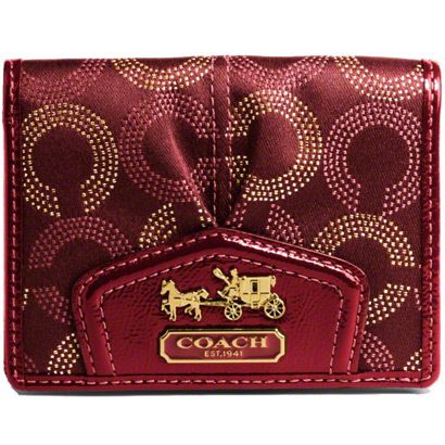 NEW Coach Madison Dotted Op Art Small Wallet Crimson RED 44565  