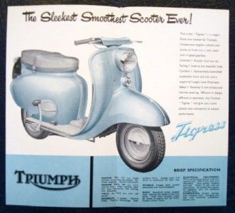 TRIUMPH TIGRESS SCOOTER SALES BROCHURE 1958.  