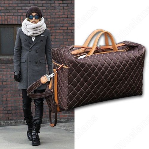 Mens Quilted Travel Weekend Gym Bag Laptop Briefcase Satchel 2 colors 