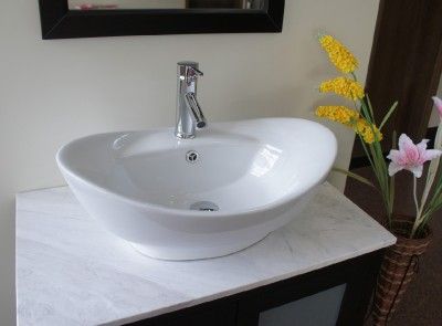    Round Porcelain European Style Ceramic White Basin Vessel Sink B11