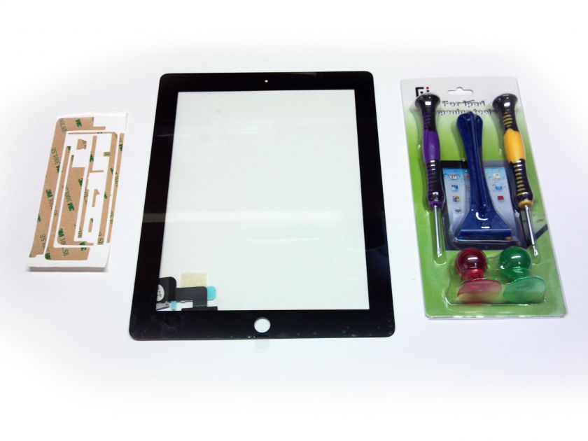 new black oem replacement ipad 2 digitizer with tool kit and 3m 