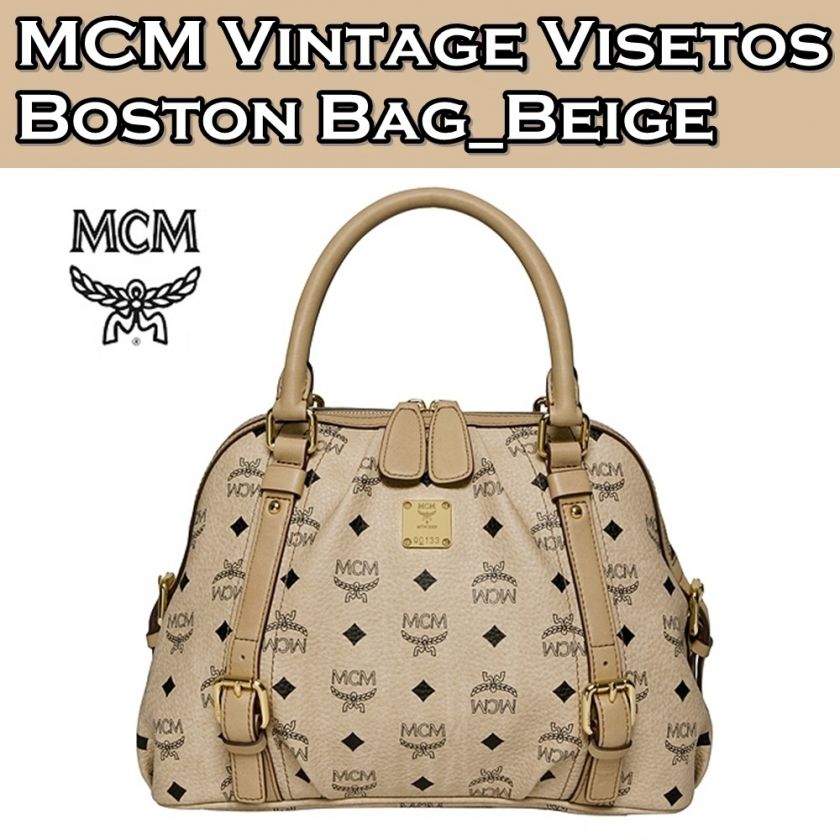   New Authentic MCM Vintage VISETOS Boston Bag Small NWT_Beige  