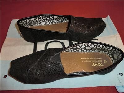 TOMS Black Glitter Shoes Woman sz 9  