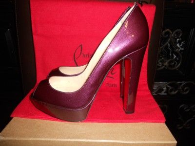 Christian Louboutin BAMBOU Patent Peep Toe Platform Pump Shoes 