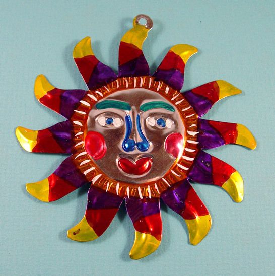 Mexican Tin Ornament Sun  