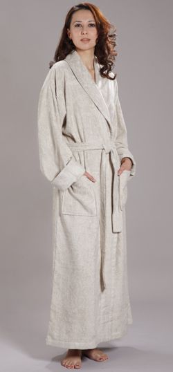 Womens Bathrobe Full Length Bamboo(rayon) & Cotton Capuccino XL 