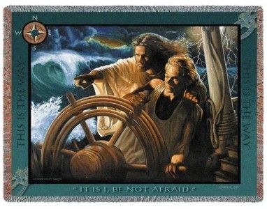 Throw Blanket Afghan STORM PILOT   Jesus Christian New  