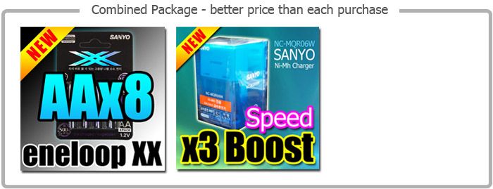 Sanyo XX eneloop 8AA 2500mAh + Quick X3 Boost Charger  