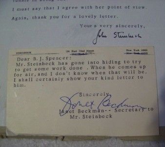 JOHN STEINBECK AUTOGRAPH Signed Personal Letter 1964  