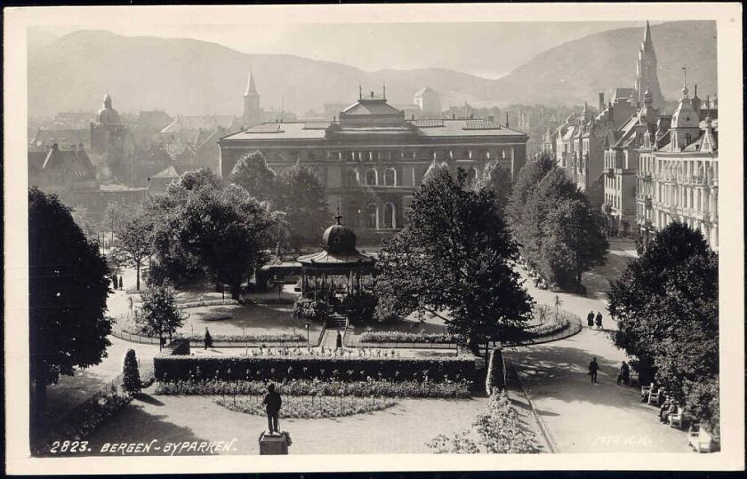 norway norge, BERGEN, Byparken (1920s) RPPC  