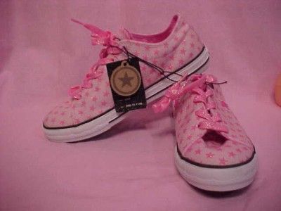 new CONVERSE Pink Canvas Sparkle Stars Tennis Shoes 6  