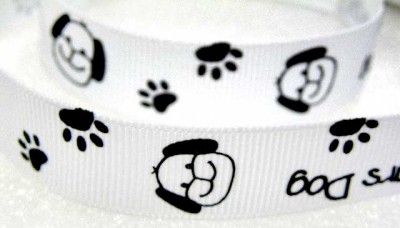 16 Yds BIG EAR DOG PAW PET GROSGRAIN RIBBON 3/5 R0052  