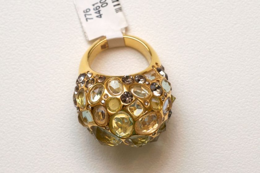 New ALEXIS BITTAR Jeweled Dome Ring  Size 7 Swarovski Crystals, Yellow 