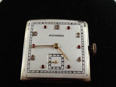 VINTAGE MOVADO 14K GOLD FANCY CABOCHON RUBY DIAL  