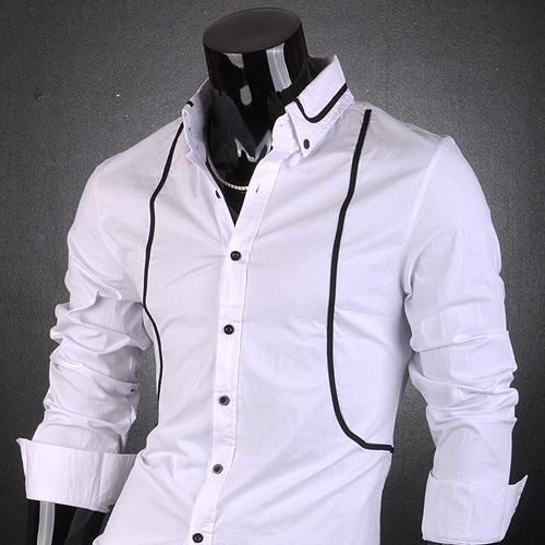 SWM Mens Designer Dress Slim Fit Shirt Tops Line Trend  