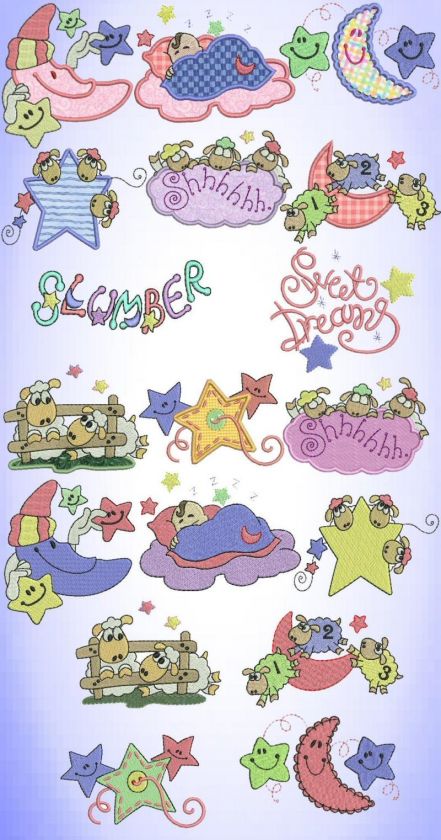 Sweet Dreams Applique Machine Embroidery Designs 4x4 CD  