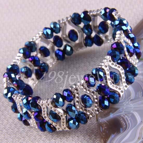 Dark Blue Swarovski Crystal beads Bracelet TH701  