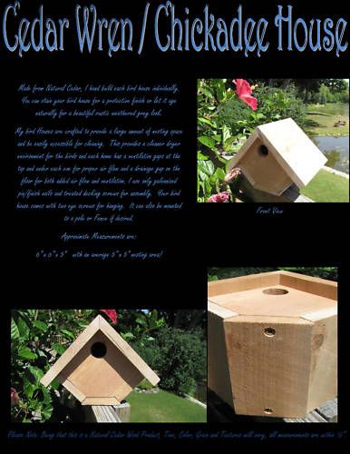 PACK Cedar Wren Chickadee Bird house   