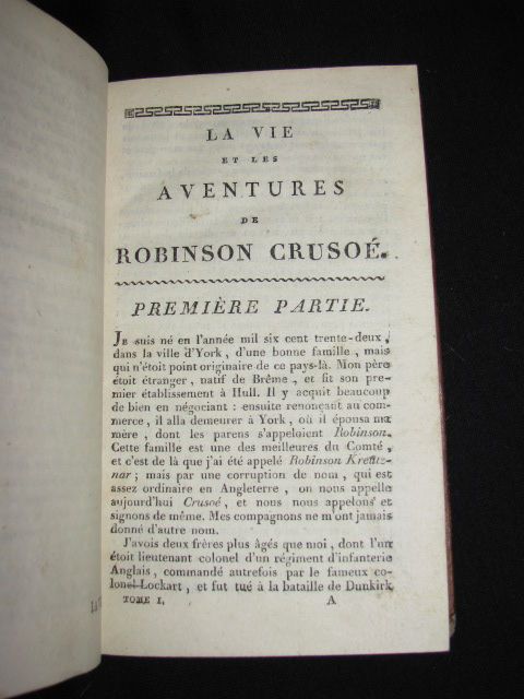 1809 Antique French Book   Aventures surprenantes de Robinson Crusoe 