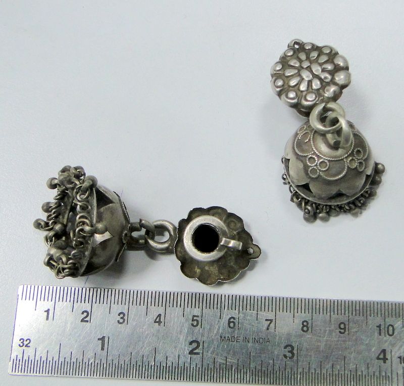 vintage antique ethnic tribal old silver ear plugs earrings belly 