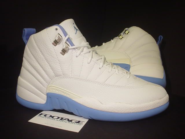   Jordan XII 12 Retro WHITE UNIVERSITY BLUE SILVER CARMELO MELO 9.5 11