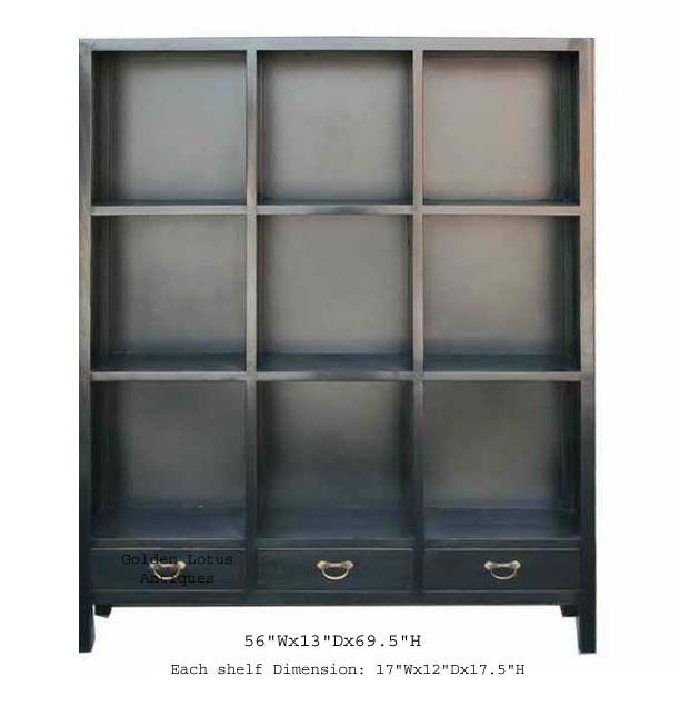 Black Chinese Multiple Shelves Display Cabinet WK1410S  