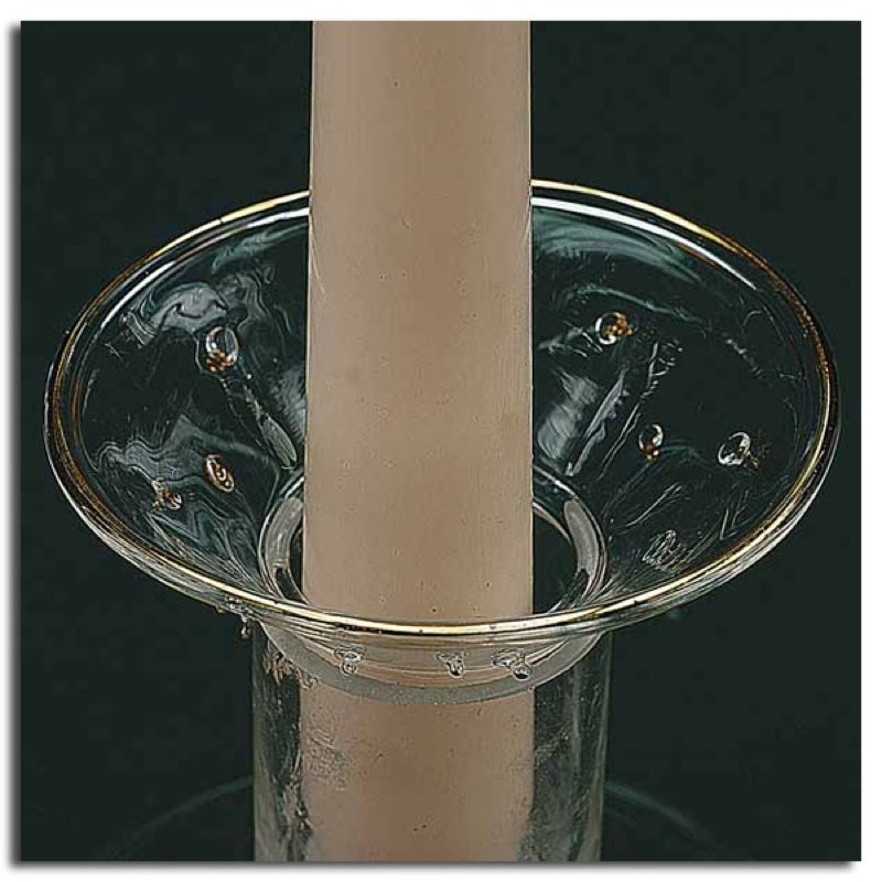 Set 12 Round Glass Gold Rim Polka Dot Taper Candle Bobeche Wax Drip 