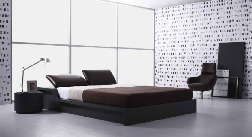 Spirit Modern Platform Bed Adjustable Leather Headrest  