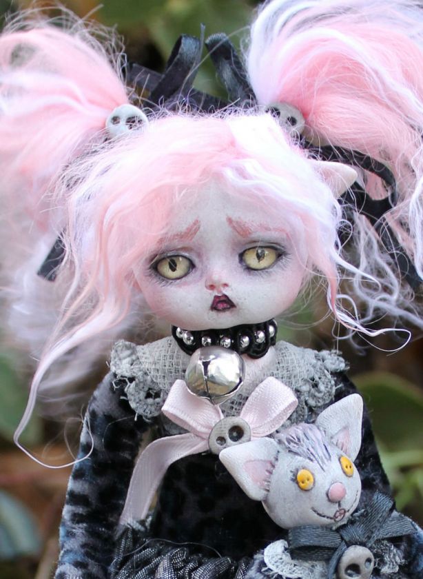 OOAK goth fairy tale monster were cat posable horror A.Gibbons Lil 