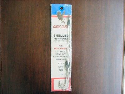 Pack Eagle Claw Snelled Fishhoooks 421NW 4/0  